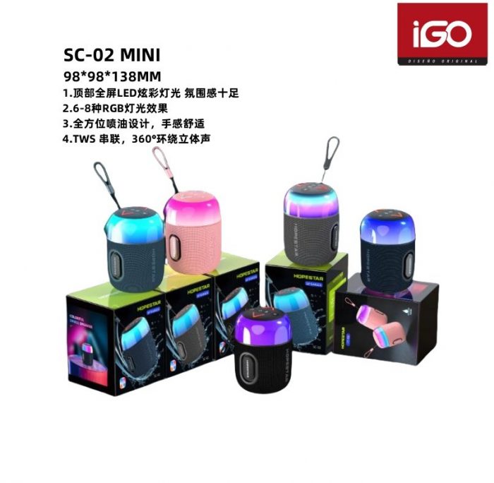 HOPESTAR MINI Altavoz Bluetooth con LED SC-02 98*98*138MM