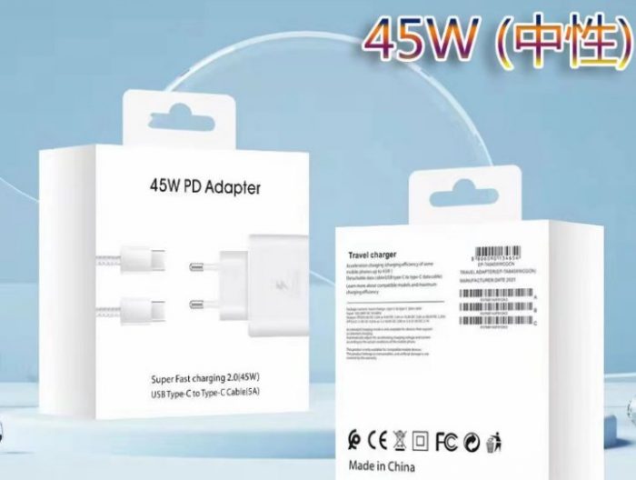 CARGADOR CON CABLE TIPO-C 45W CH08