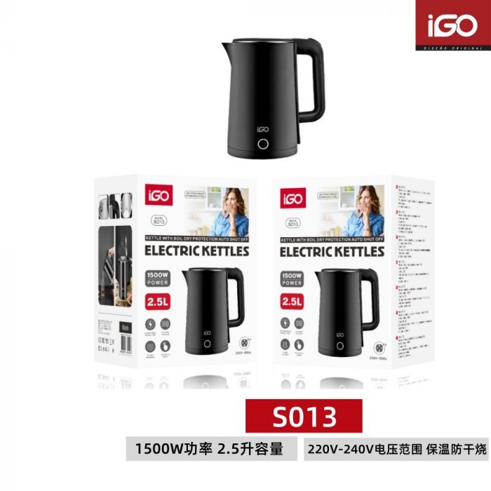 Hervidor eléctrico doméstico 1500W 2.5L Negro