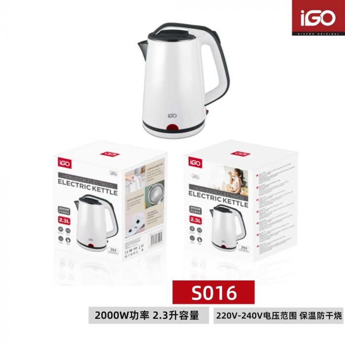 Hervidor eléctrico doméstico 2000W 2.3L Blanco