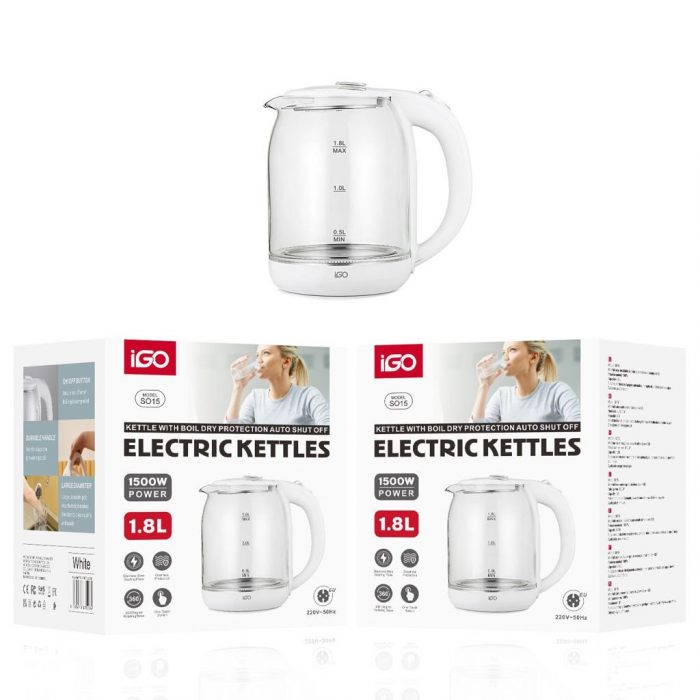 Hervidor eléctrico doméstico 1500W 1.8L Blanco