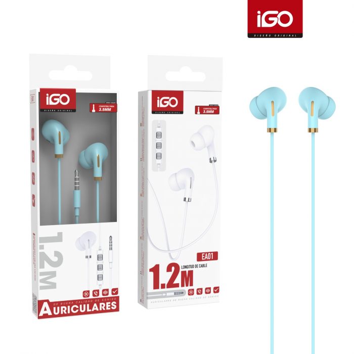 AURICULARES 3.5MM 1.2M AZUL EA-10111A
