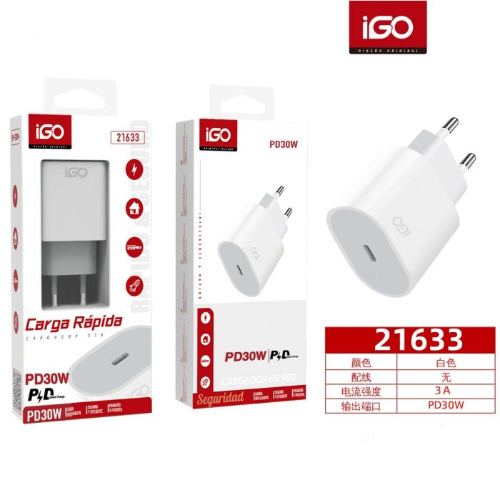 CARGADOR DE MOVIL PD30W 1 TYPE-C BLANCO
