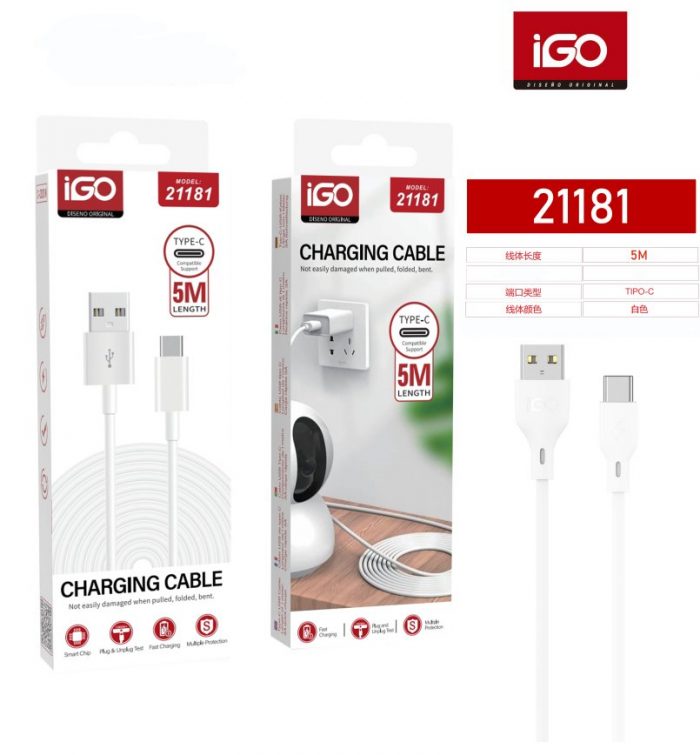 CABLE USB-C 5M 10W BLANCO 21181