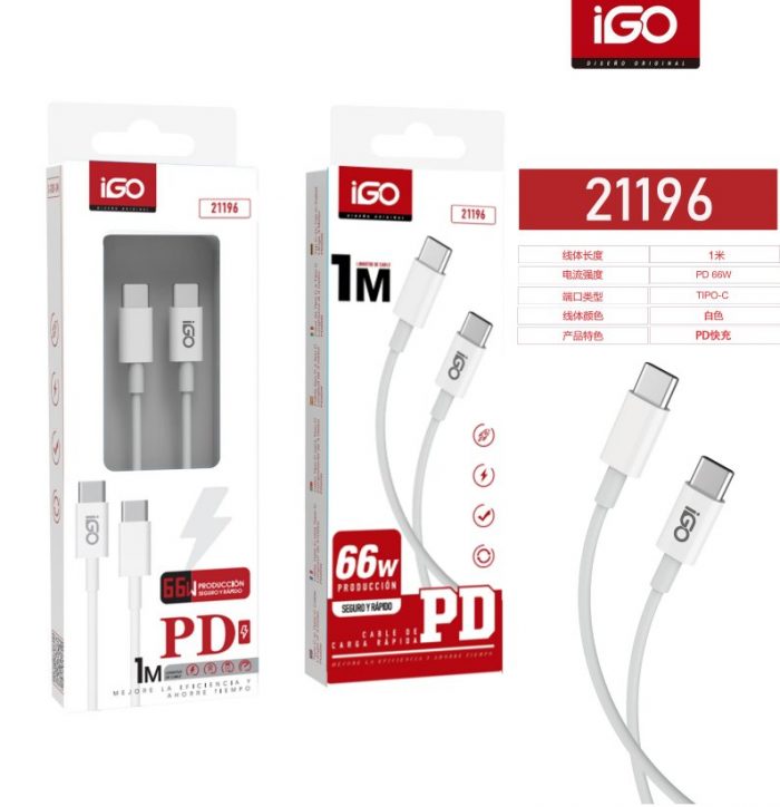 CABLE TYPE C-TYPE C PD66W 1M BLANCO
