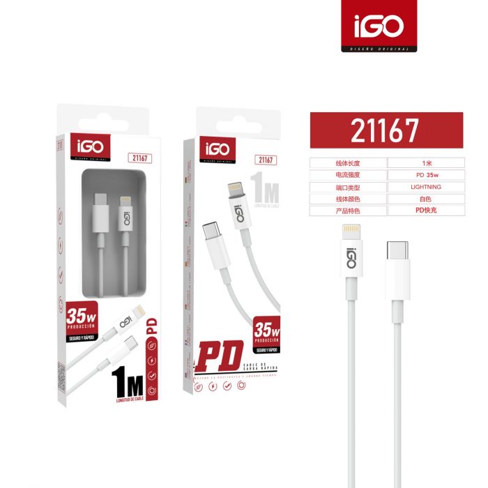 CABLE LIGHTNING-TIPO C PD35W 1M BLANCO