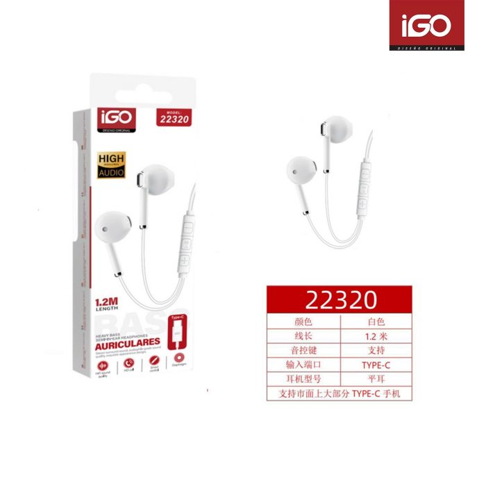 AURICULARES TYPE-C 1.2M BLANCO 22320