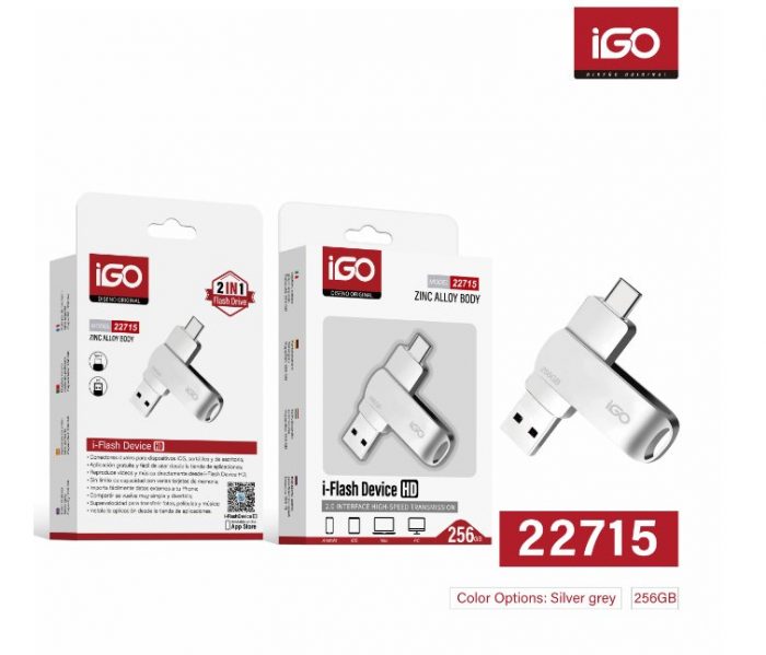 MEMORIA FLASH 2 EN 1 256GB USB3.0/TIPO-C PLATA