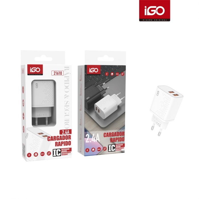 CARGADOR DE MOVIL 2.4A 2 USB BLANCO