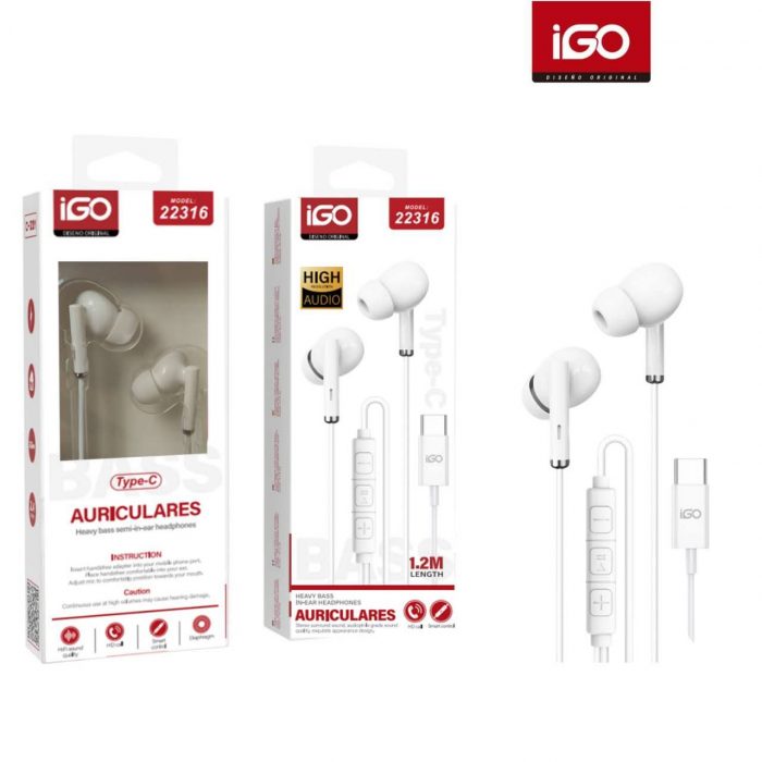 AURICULARES TYPE-C 1.2M BLANCO