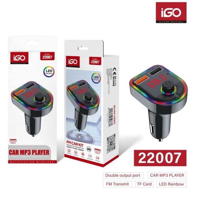 TRANSMISOR FM PARA COCHE 3.1A DOUBLE USB