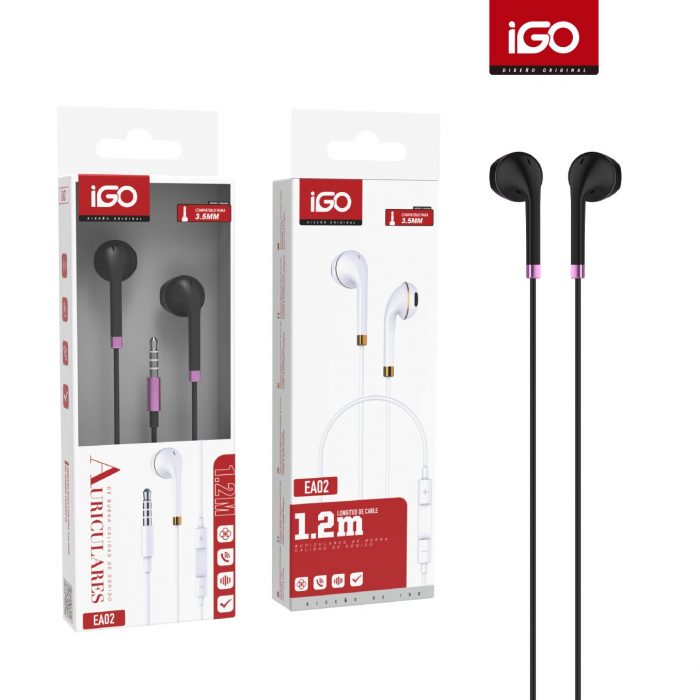 AURICULARES 3.5MM 1.2M NEGRO LILA EA-10211GP