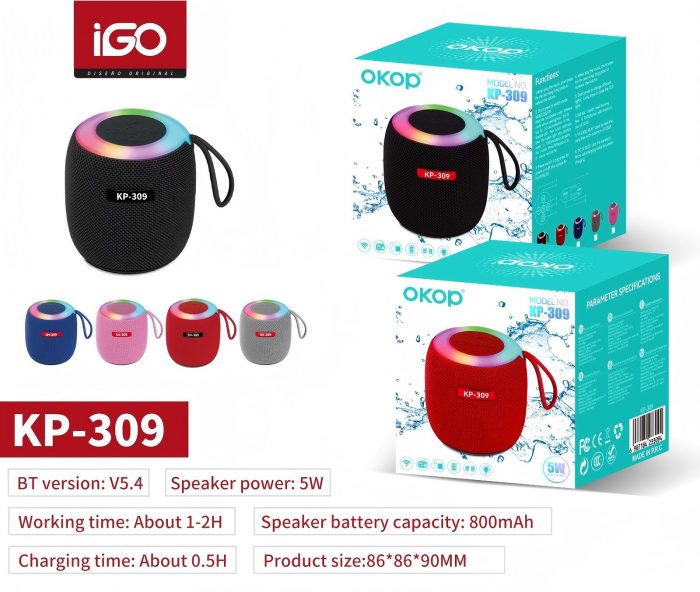 Altavoz Bluetooth con Luces LED Multicolores KP-309