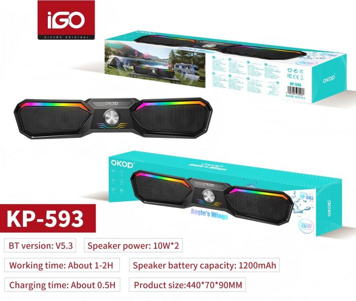 Altavoz Bluetooth con Luces LED Multicolores KP-593