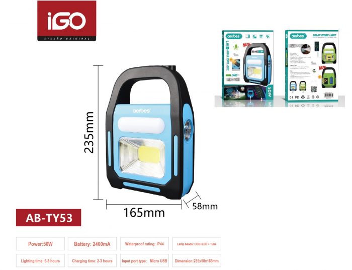 Lámpara de emergencia portátil solar AB-TY53