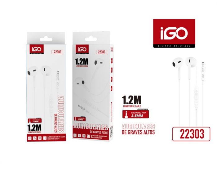 AURICULARES 3.5MM 1.2M BLANCO