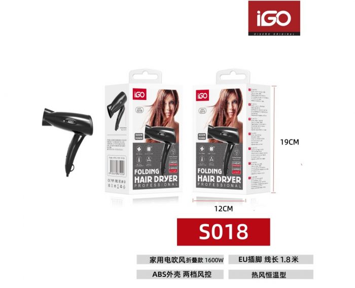 SECADOR DE PELO PLEGABLE DOMESTICO 1600W CABLE 1.8M