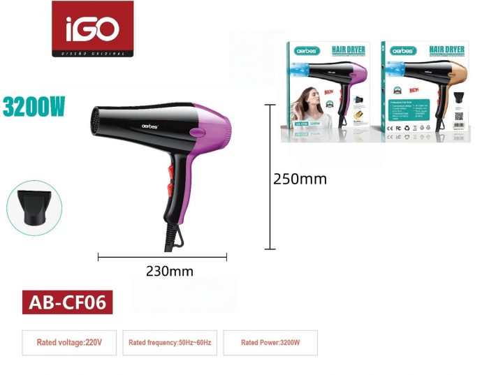 SECADOR DE PELO DOMESTICO 3200W AB-CF06