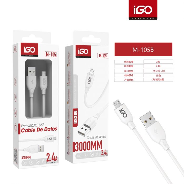 CABLE BÁSICA MICRO USB 2.4A 3M M-105