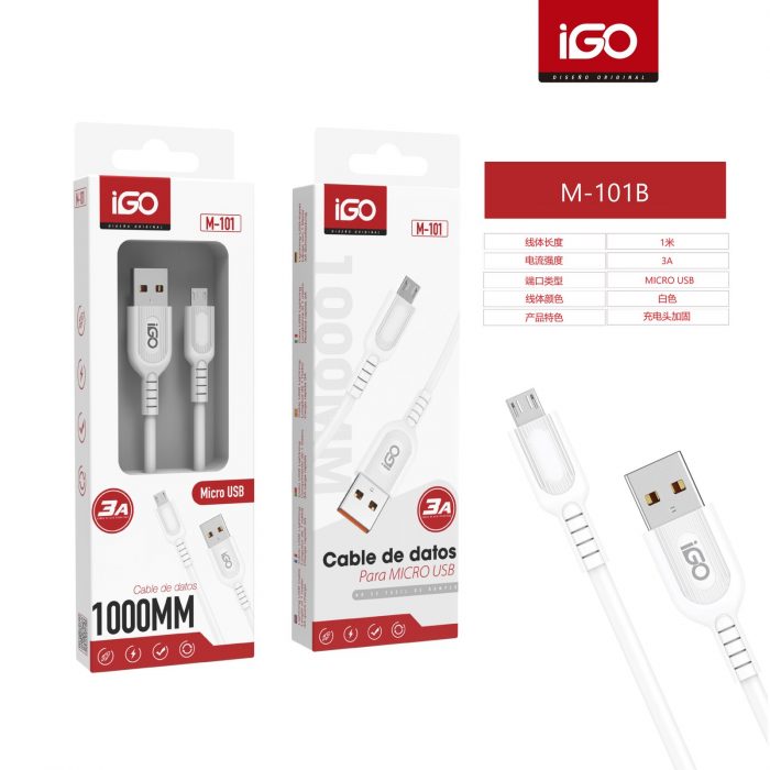 CABLE RÁPIDA FLEXIBLE MICRO USB 3A 1M M-101