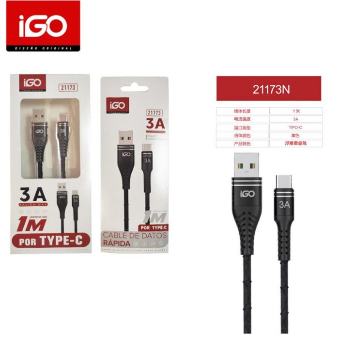 CABLE RÁPIDA TIPO-C USB EN RELIEVE 3A 1M