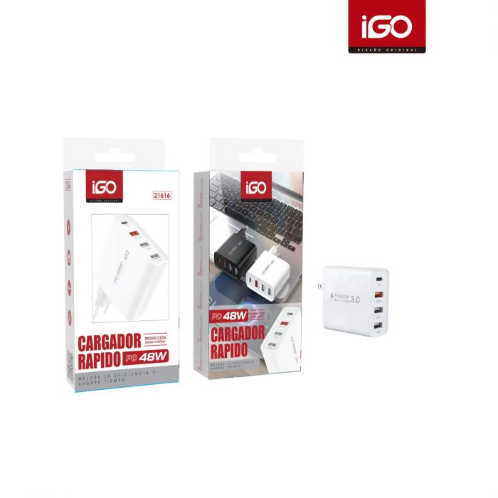 CARGADOR RAPID0 PD 48W PD+QC3.0+USB*2  BLANCO