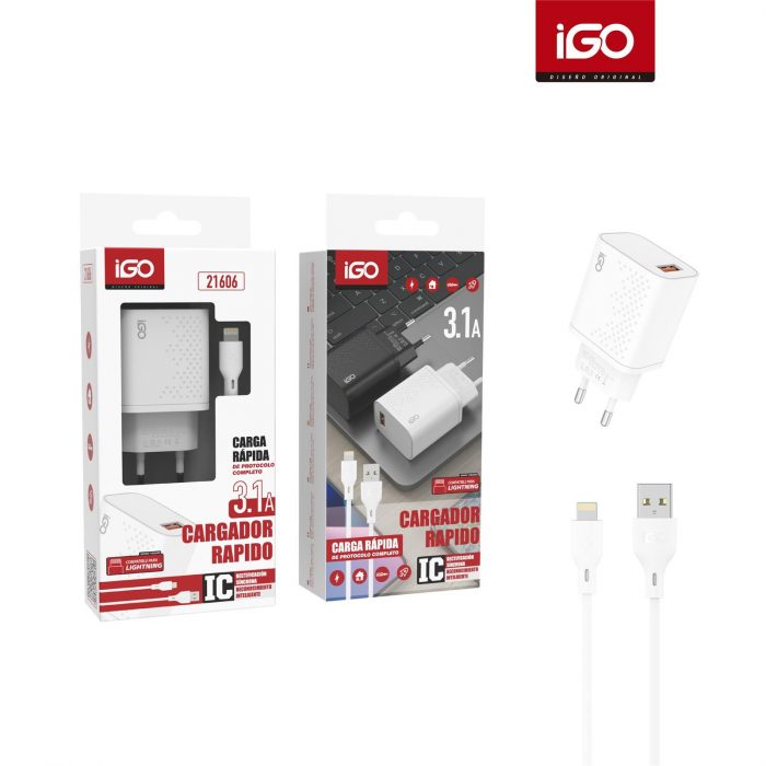 CARGADOR RÁPIDO CON CABLE LIGHTNING 3.1A