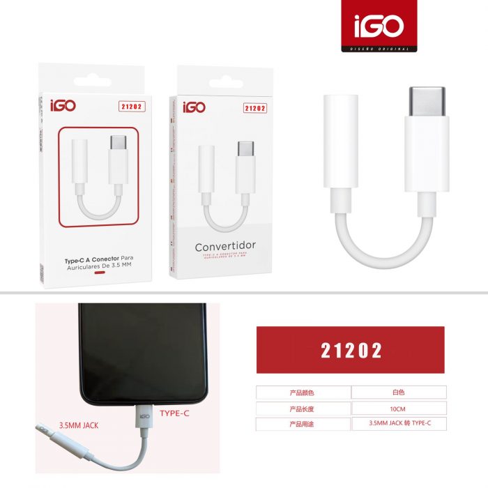 ADAPTADOR OTG CONECTOR PARA AURICULARES DE 3.5MM A T-C