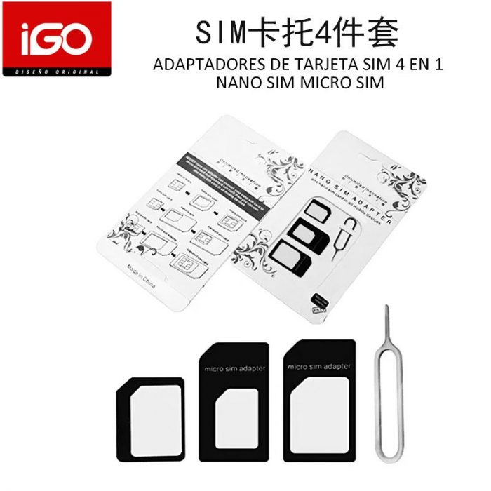 ADAPTADORES DE TARJETA SIM 4 EN 1 NANO SIM MICRO SIM BLANCO