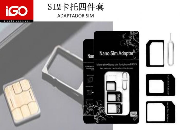 ADAPTADORES DE TARJETA SIM 4 EN 1 NANO SIM MICRO SIM NEGRO