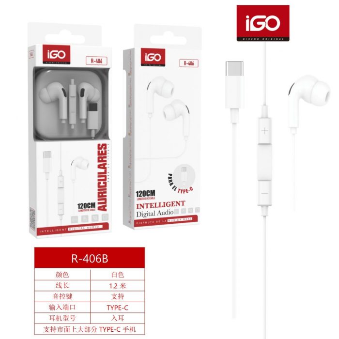 AURICULARES TYPE-C 3 GENERACIÓN 1.2M BLANCO R-406B
