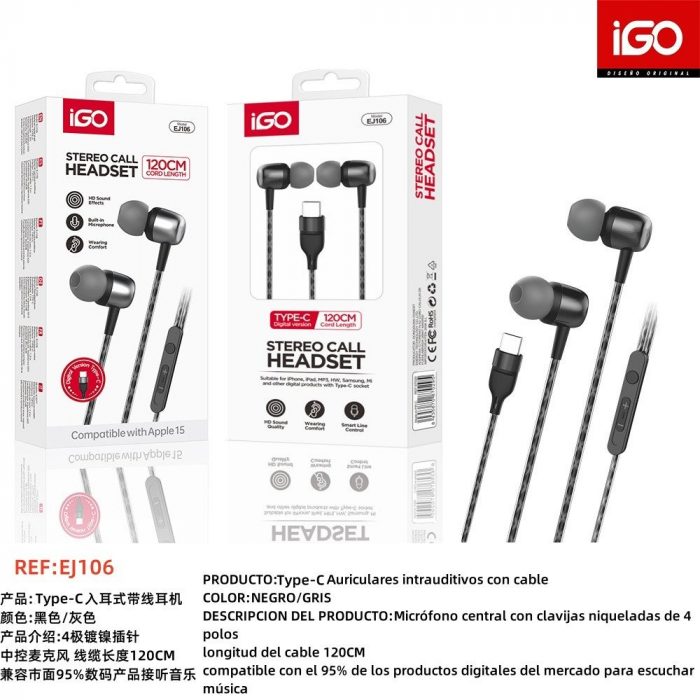 AURICULARES Type-C Gris