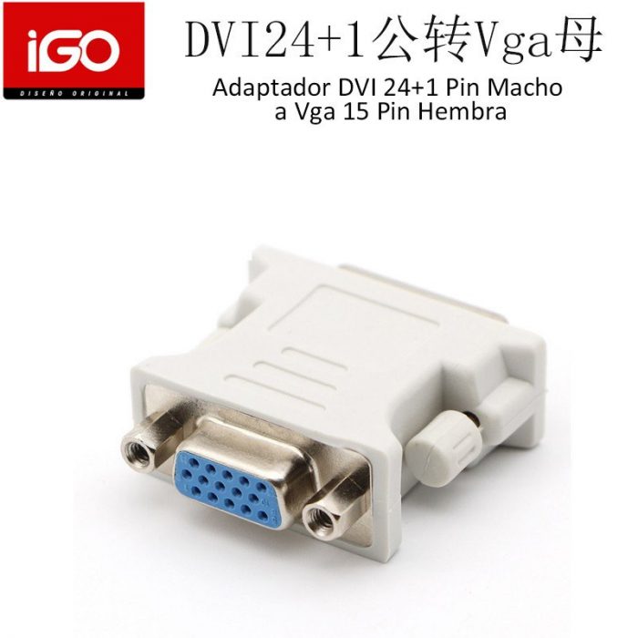 ADAPTADOR DVI 24+1 PIN MACHO - VGA 15 PIN HEMBRA