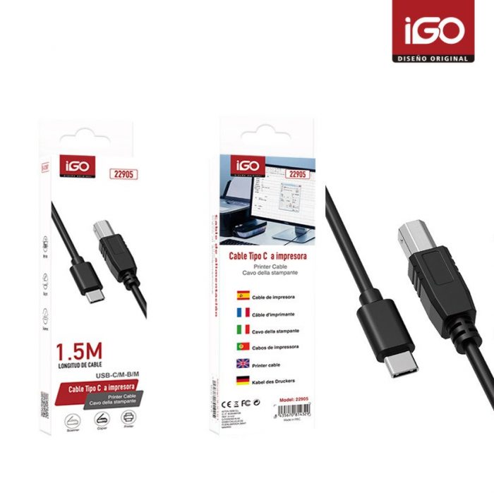 CABLE DE TIPO-C A IMPRESORA 1.5M