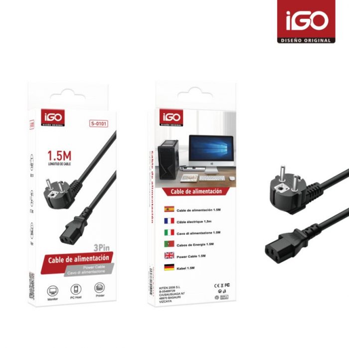 CABLE ALIMENTACION ENCHUFE TIPO F 3PIN 1.5M