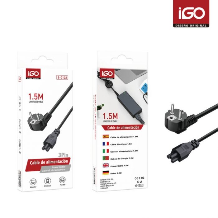 CABLE ALIMENTACION TIPO TREBOL 3PIN 1.5M