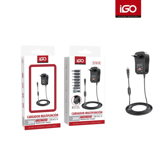 CARGADOR MULTIFUNCION  30W   8 CONECTORES + USB 5V/2.1A