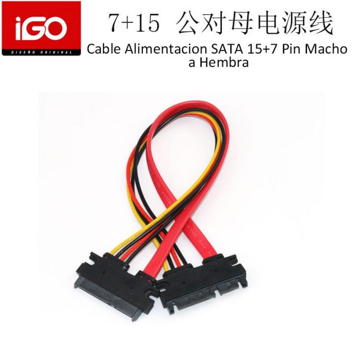 CABLE ALIMENTACION SATA 15+7 PIN MACHO - HEMBRA