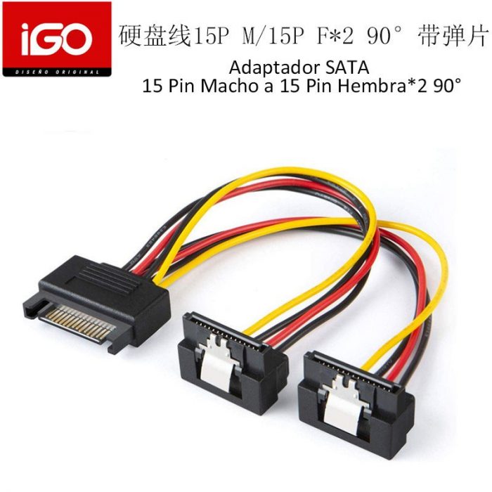 ADAPTADOR SATA 15 PIN MACHO - 15 PIN HEMBRA *2 90°