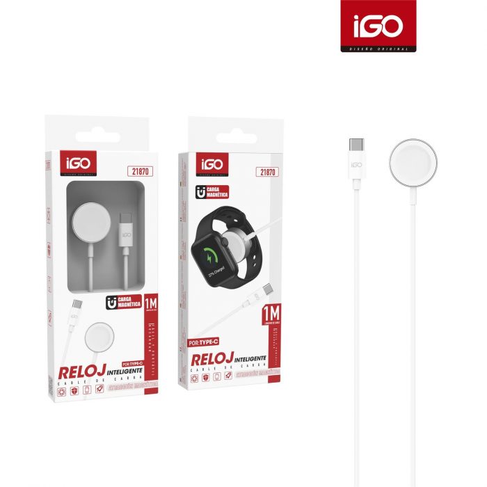 CABLE CARGADOR MAGNETICA PARA RELOJ INTELIGENTE POR TIPO-C 1M BLANCO