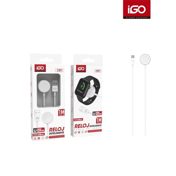 CABLE CARGADOR MAGNETICA PARA RELOJ INTELIGENTE POR USB 1M BLANCO
