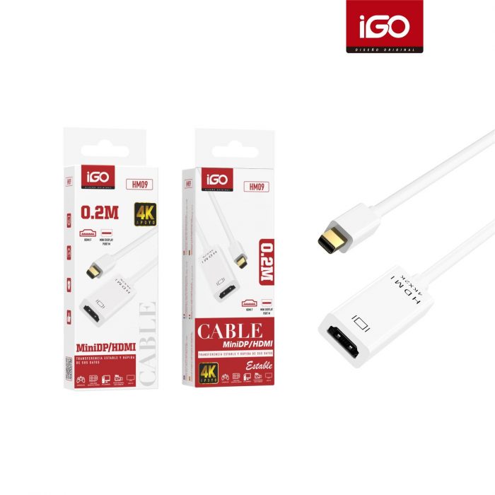 CABLE 4K MINI DP/HDMI 0.2M BLANCO