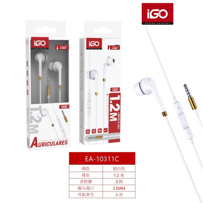 AURICULARES 3.5MM 1.2M BLANCO MATE