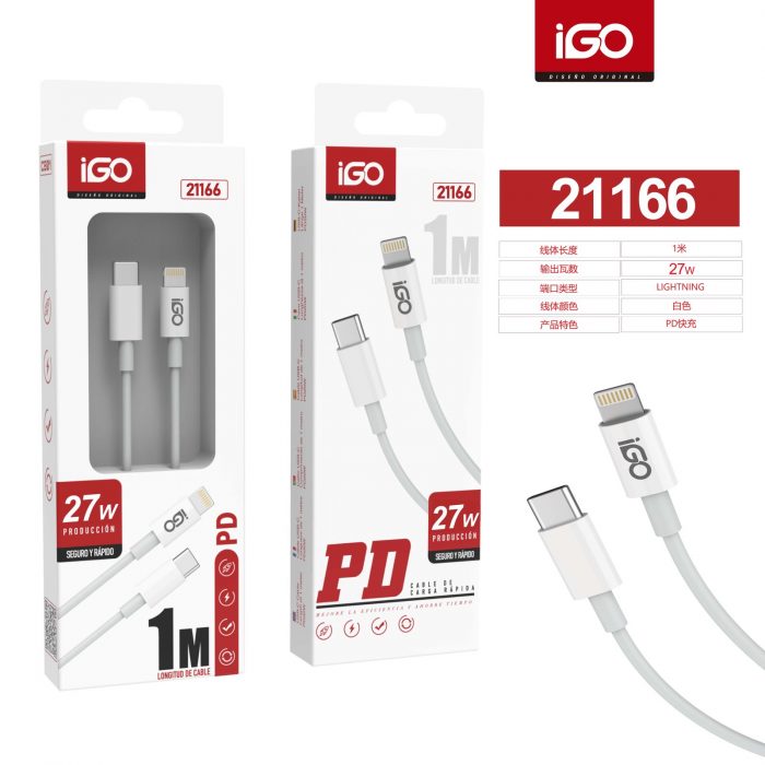 CABLE DE 27W TYPE-C A LIGHTNING BLANCO