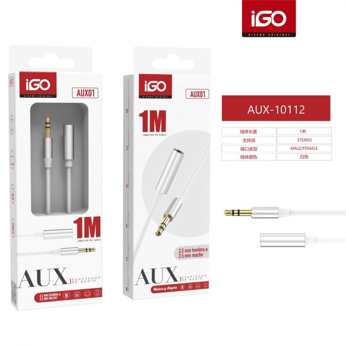 CABLE DE AUDIO ESTÉREO 1M MACHO/HEMBRA PLATA