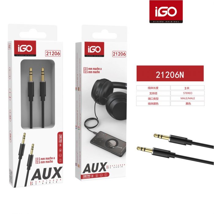 CABLE DE AUDIO ESTÉREO 3M MACHO/MACHO NEGRO