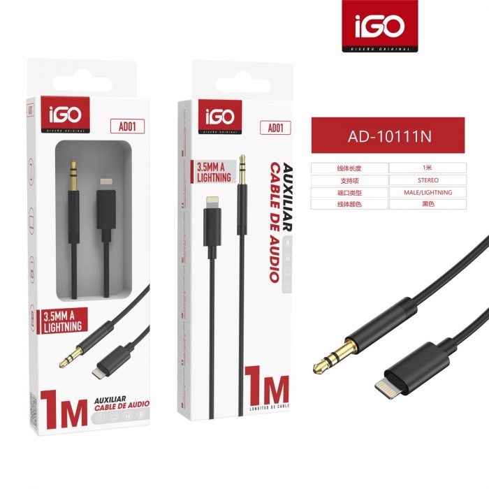 CABLE DE AUDIO ESTÉREO 1M MACHO-LIGHTNING