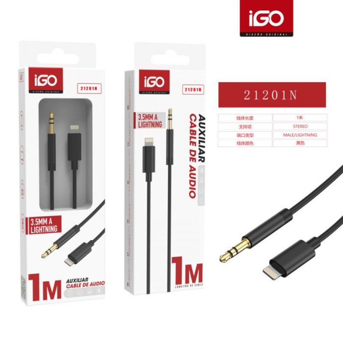 CABLE DE AUDIO ESTÉREO 1M MACHO-LIGHTNING