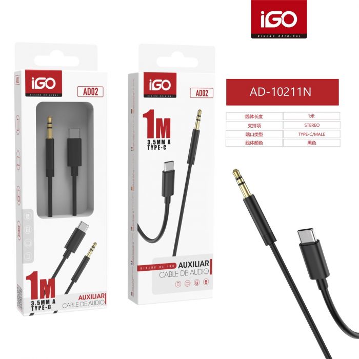 CABLE DE AUDIO ESTÉREO 1M MACHO-TIPO-C