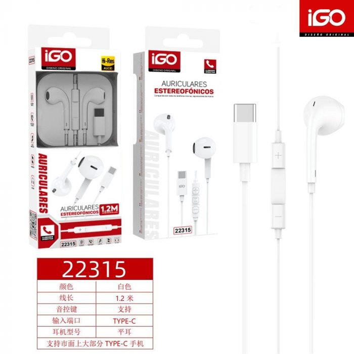 AURICULARES TYPE-C 1.2M BLANCO 22315